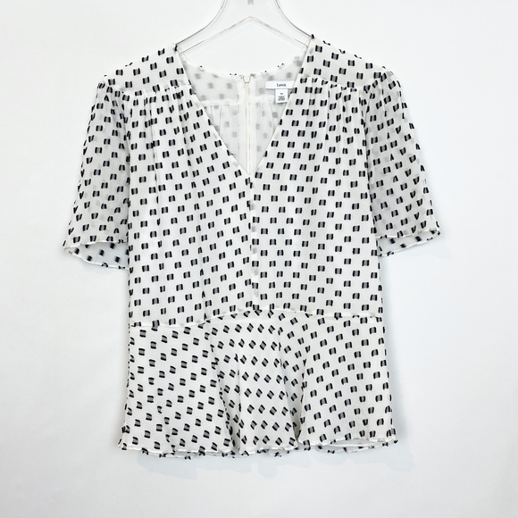 LEWIT Clip Pattern Silk Cotton Blouse Medium - Picture 1 of 11
